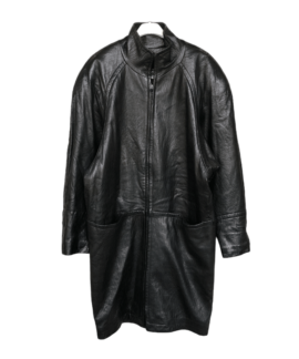 Skórzany Płaszcz Vintage Czarny